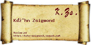 Kóhn Zsigmond névjegykártya